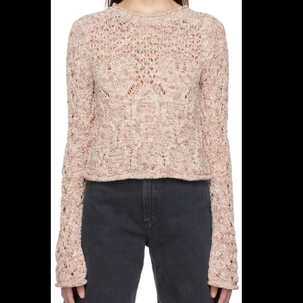 Acne Studios Koreal Open Knit Crop Organic Cotton & Recycled Nylon Sweater